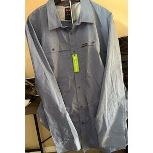 Wrangler Mens Blue Long Sleeve Button-Up Shirt 3XL Regular Fit